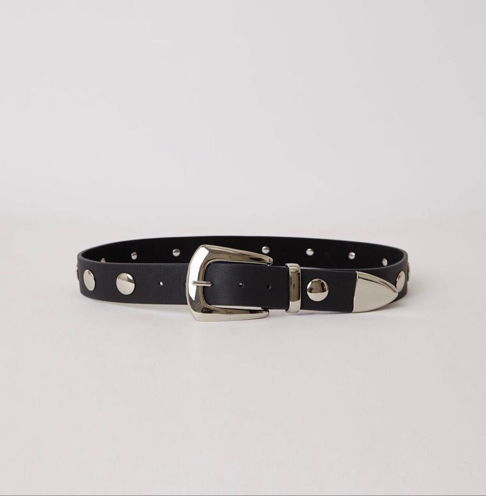B-Low The Belt Jordana Mini Moto Studded Designer Belt Black/Silver Medium